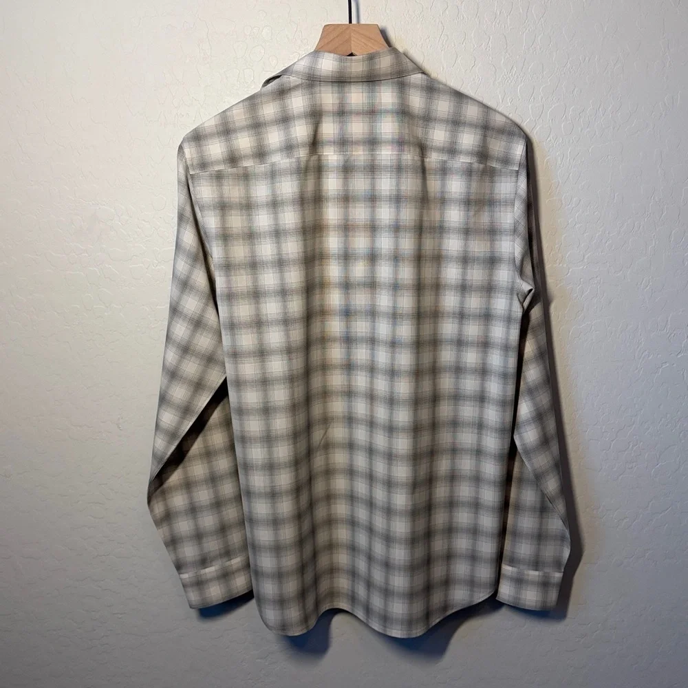 NWT Theory Irving 100% Virgin Wool Plaid Men’s Button Down Shirt Size Small - Picture 4 of 7
